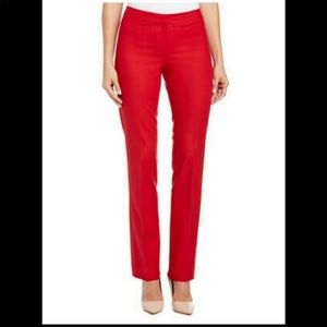 Lafayette 148 New York Straight Wide Leg Pants Red Snapdragon NEW 6